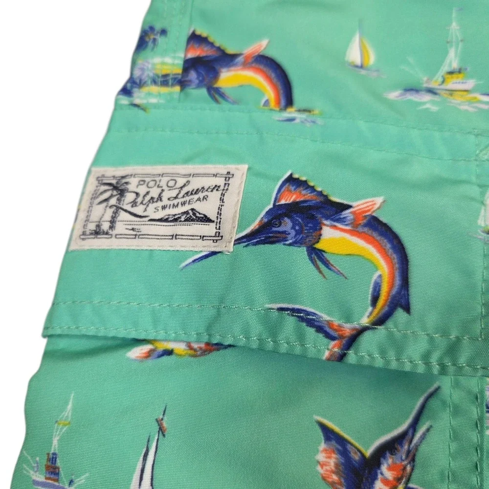 Polo Ralph Lauren‎ Men's Swordfish Allover Print Swim Trunks Green XL Shorts